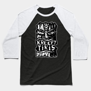 Kreepy Tikis Black and White Logo Baseball T-Shirt